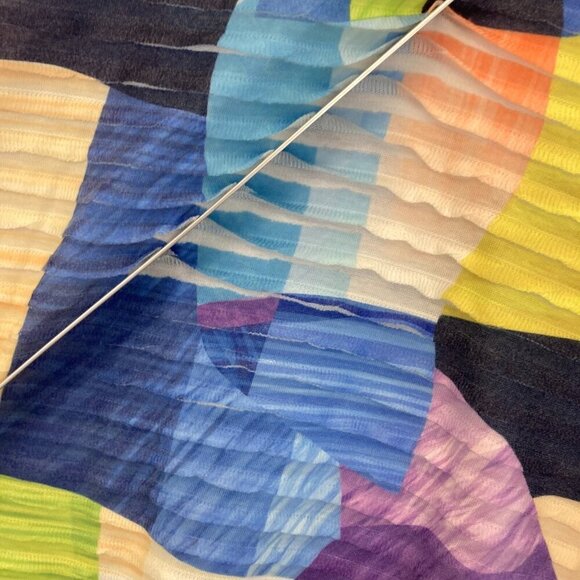 Alfred Dunner 2X Colorful Abstract Knit Top Blouse Artsy 3/4 Sleeve Indigo Daze - Picture 8 of 10